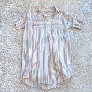 Madewell Embroidered Striped tee shirt dress, size XS